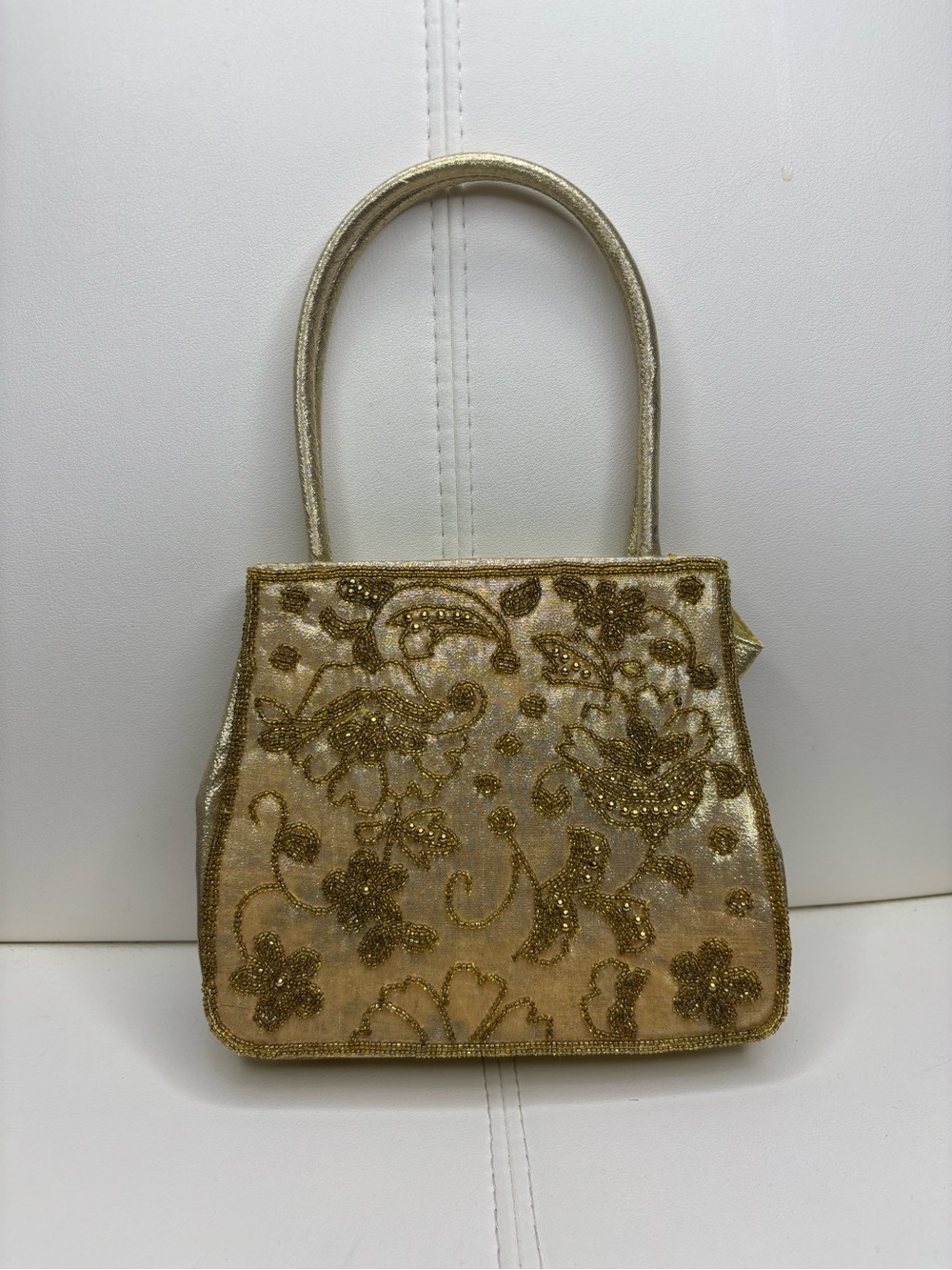 Gold Embellished Floral Evening Tote bag